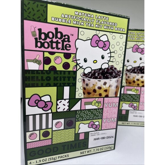 2x Sanrio Hello Kitty Boba Bottle Matcha Latte Bubble Milk Tea Drink Kit 2 Boxes - Picture 2 of 3